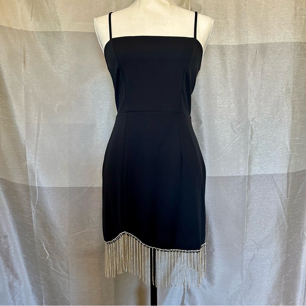 Rhinestone Fringe little black dress